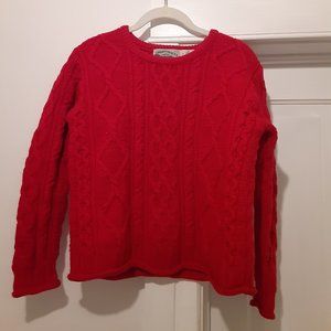 Aran Crafts 100% Merino Wool Sweater, Red